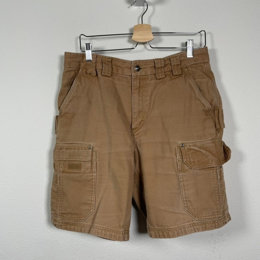 Duluth Trading Co Fire Hose Cargo Shorts Mens 34 Brown Cotton Canvas Workwear